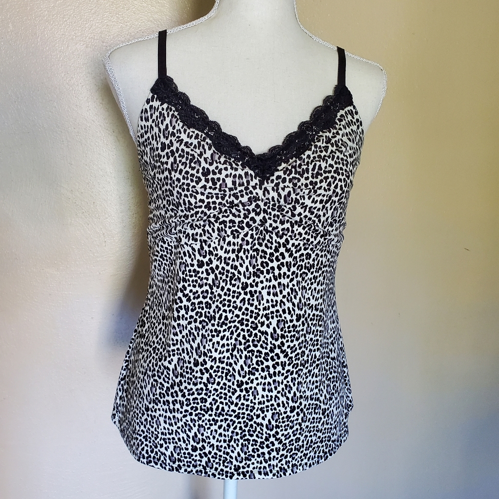 White House Black Market Lepoard Animal Print Tank Top Large